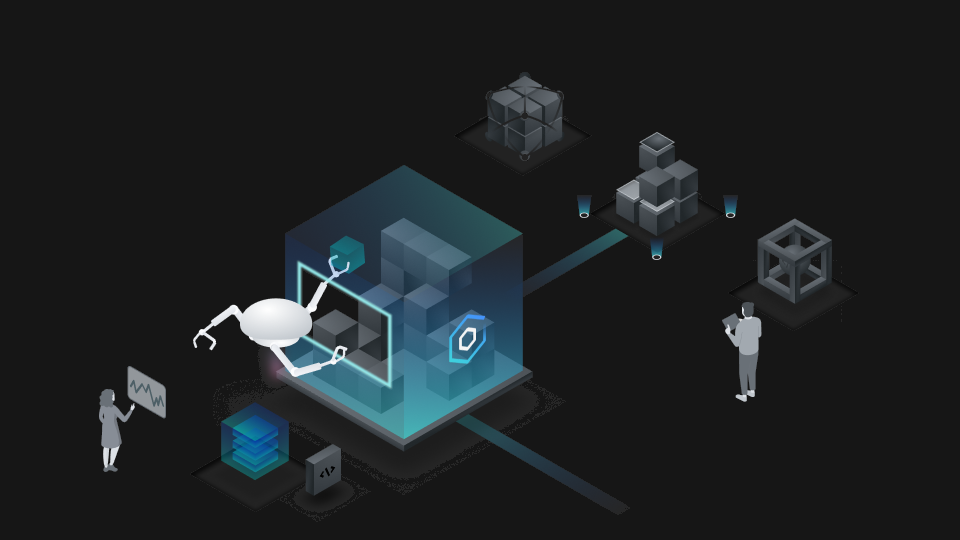 IBM Cloud Kubernetes Service illustration in the dark theme