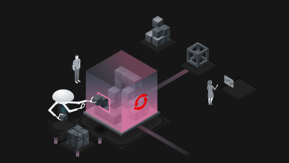 Red Hat OpenShift on IBM Cloud illustration in the dark theme