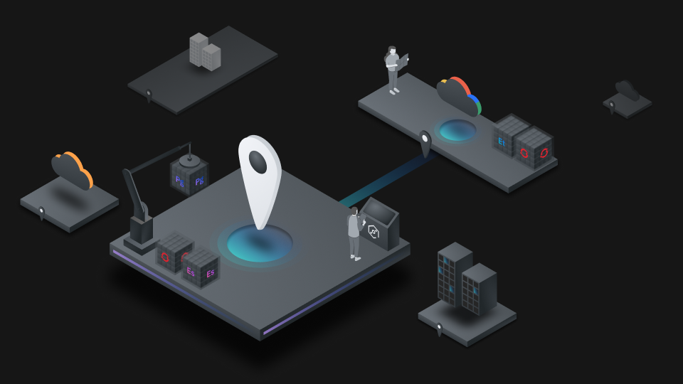 Satellite illustration in the dark theme