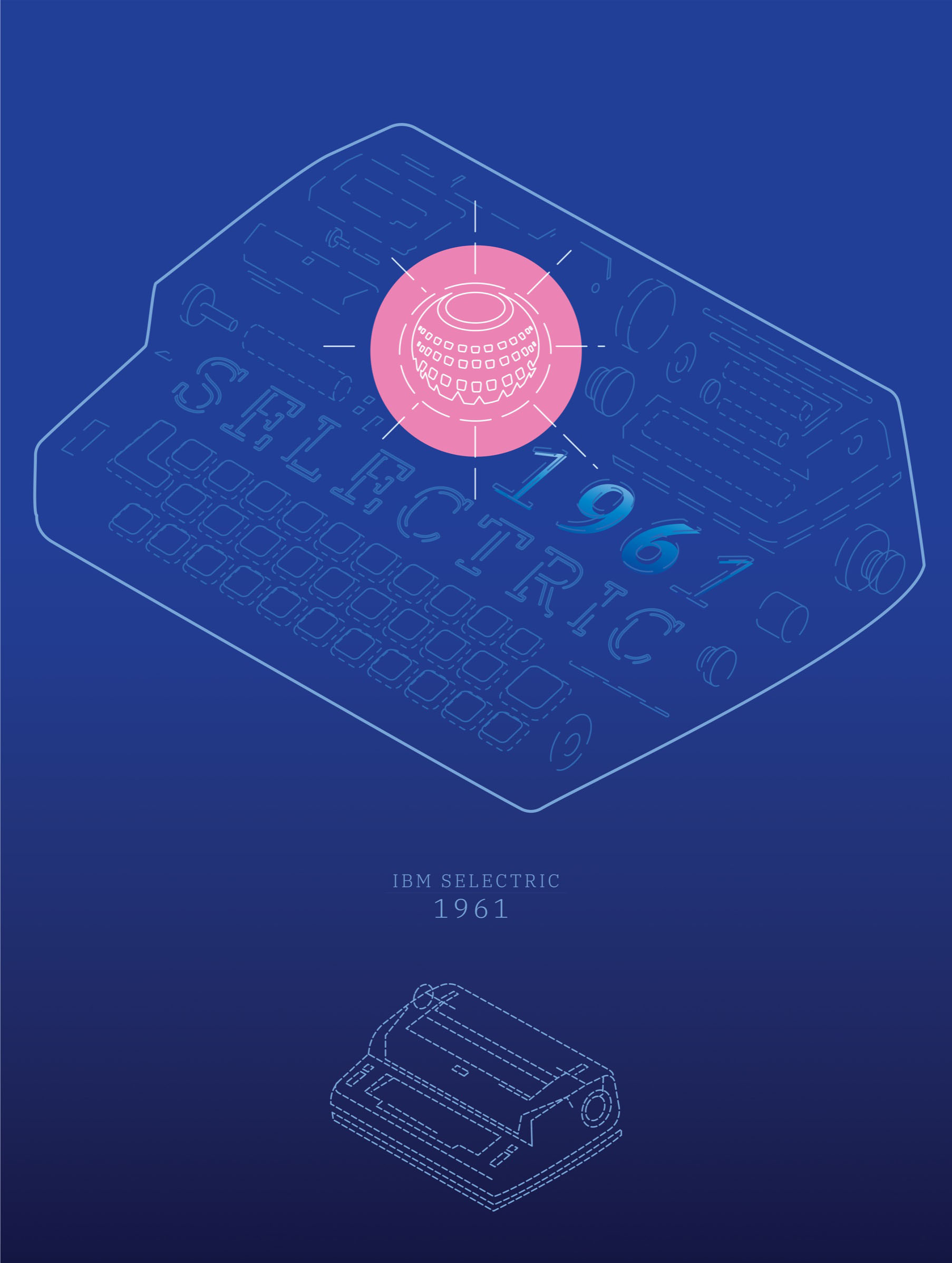IBM Selectric 1961 · blueprint illustration