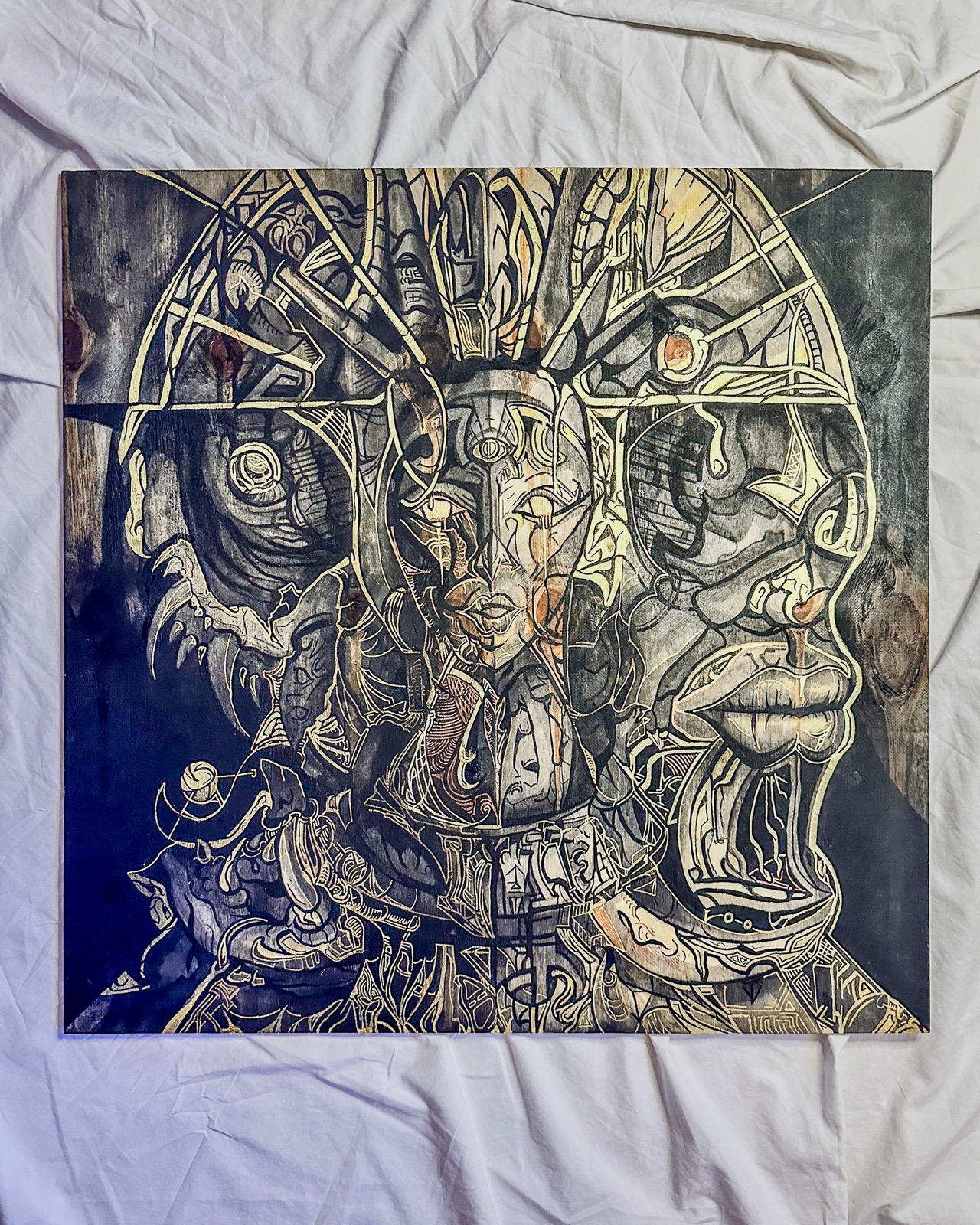 Traditional ink drawing · detailed face