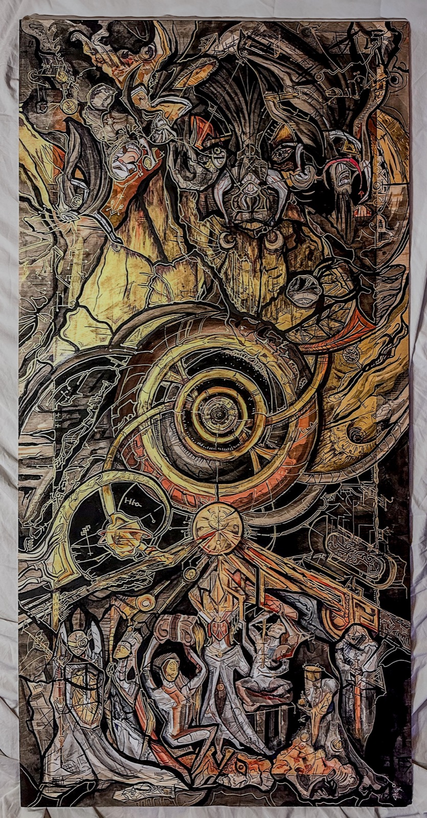 Large ink and pen drawing