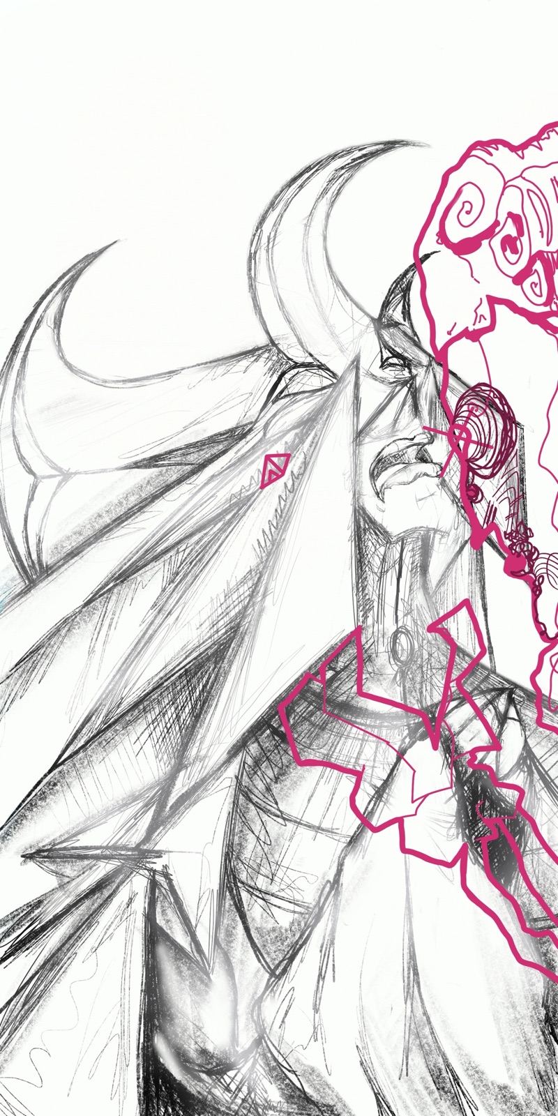 Horned woman · pink overlay