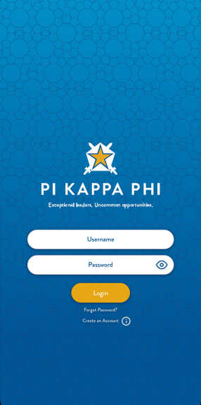 Original Pi Kapp App login screen, cropped to remove the captured phone hardware