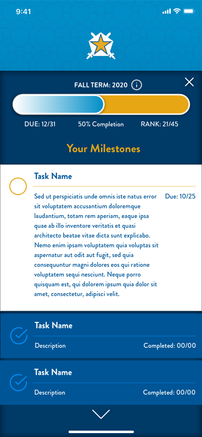 Original Pi Kapp App expanded milestone screen