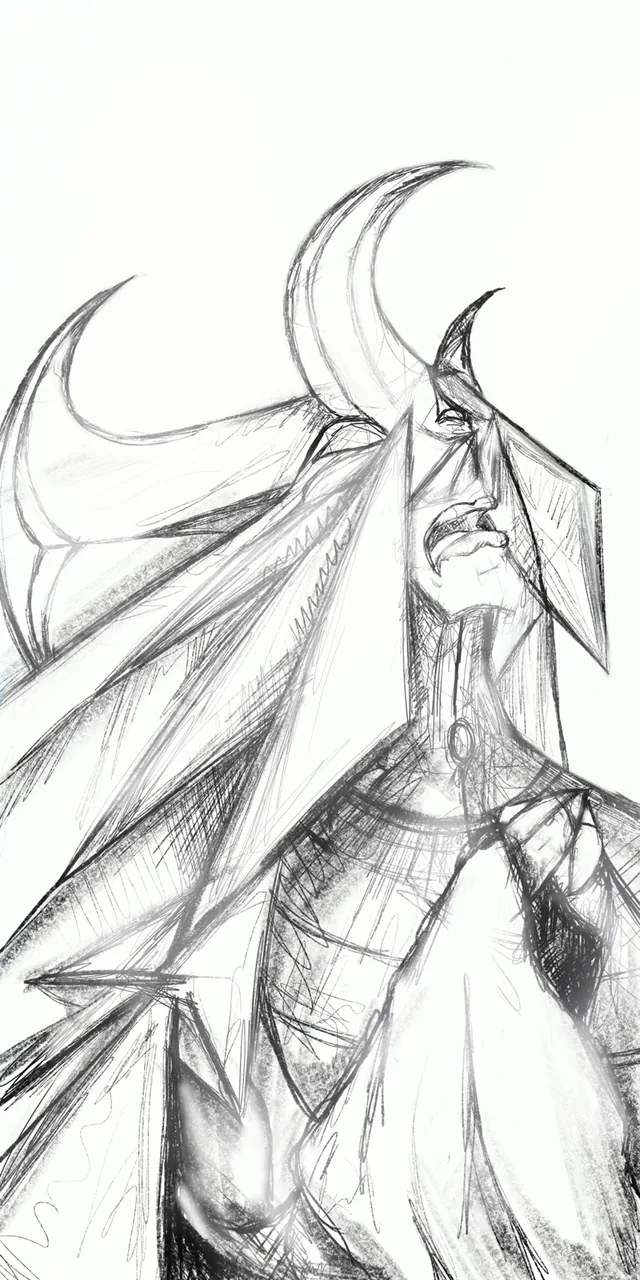 Horned Woman pencil sketch